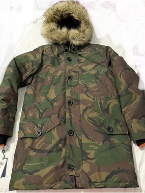 Polo by Ralph Lauren mens Camouflage Puffer Coat with Faux Fur Hood